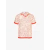 Orlebar Brown Floral Shirt In Summer Red/white Sand