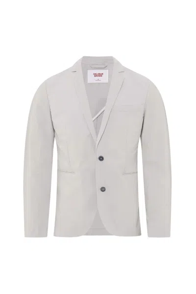 Orlebar Brown Men's Ullock Poplin Blazer In Oyster Grey In White