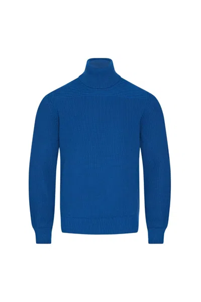 Orlebar Brown Men's Zoller Turtleneck Sweater In Signal Blue In Multi