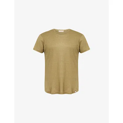 Orlebar Brown Mens Agave Green Ob-t Crewneck Linen-jersey T-shirt Xl
