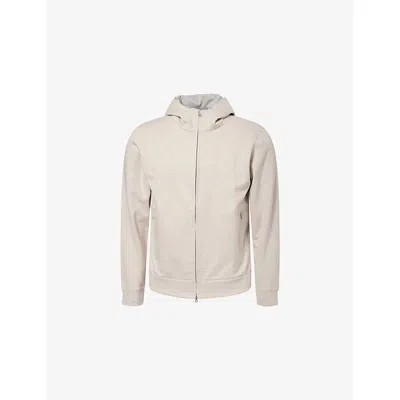 Orlebar Brown Mens Biscuit Melange Mathers Zip-through Cotton And Cashmere Blend Hoody In Gray
