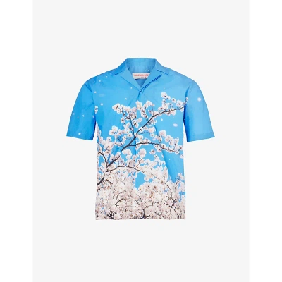 Orlebar Brown Mens Blossom Maitan Graphic-print Regular-fit Linen Shirt