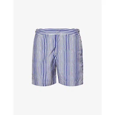 Orlebar Brown Mens Blue/white Bulldog Shore Striped Woven Swim Shorts