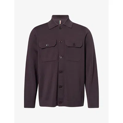 Orlebar Brown Mens Brigg Tailored Merino-wool Knitted Jacket Espresso In Purple