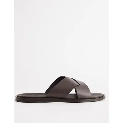 Orlebar Brown Mens Brown Muro Leather Sandals Eur 43 / 9 Uk