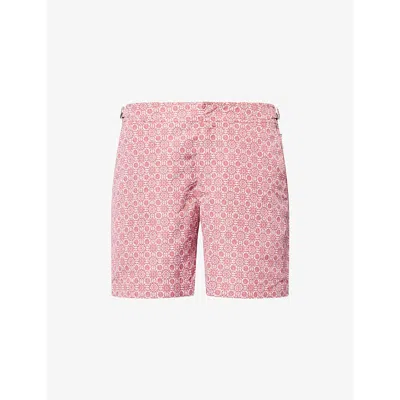 Orlebar Brown Mens Dark Ruby Bulldog Patterned  Swim Shorts In Pink