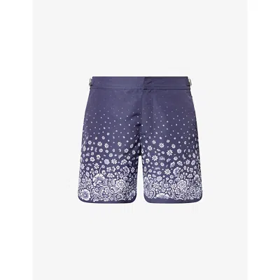 Orlebar Brown Mens Night Iris Bulldog Plant Swim Shorts In Purple