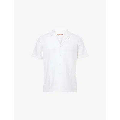 Orlebar Brown Mens Cloud Maitan Open-weave Cotton Shirt In White