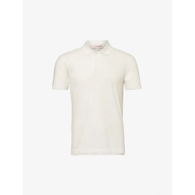 Orlebar Brown Mens Cloud Maranon Regular-fit Knitted Cotton Polo Shirt