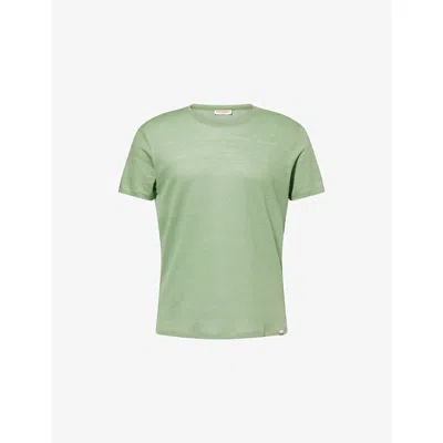 Orlebar Brown Mens Crewneck Short-sleeve Linen T-shirt Fresh Lawn In Green