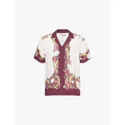 Orlebar Brown Mens Damson Maitan Orchis-print Linen Shirt