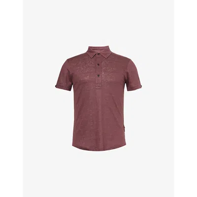 Orlebar Brown Mens Sebastian Short-sleeve Linen Polo Shirt Damson