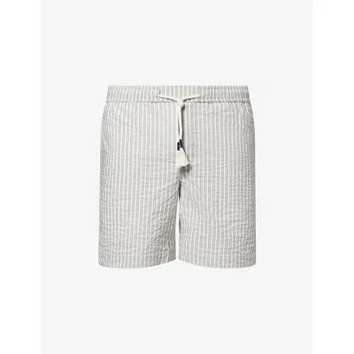 Orlebar Brown Mens Elephant Grey/stripe Sonoran Striped Cotton-seersucker Shorts In Gray