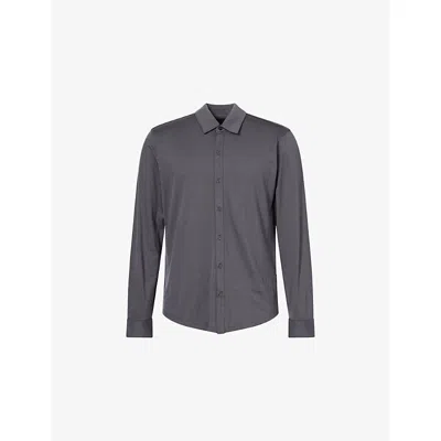 ORLEBAR BROWN MENS GILES LUX LONG-SLEEVES WOOL SHIRT GRANITE