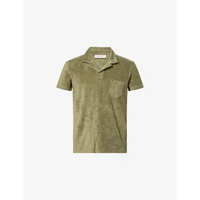Orlebar Brown Mens Herbal Green Tailored-fit Terry Cotton Polo Shirt