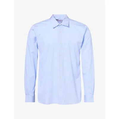 Orlebar Brown Justin Seersucker Stripe Shirt In Blue