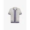 Orlebar Brown Mens Latte/night Iris Maitan Graphic-print Silk Shirt In Multi