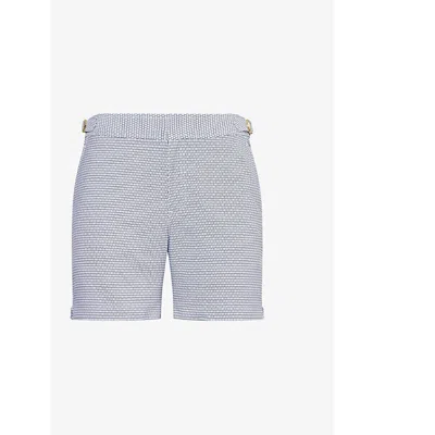 Orlebar Brown Bulldog Geometric-print Mid-rise Swim Shorts In Navy/cloud