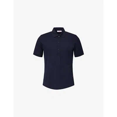 Orlebar Brown Mens Night Iris Bruno Pique Cotton-knit Polo Top Xs In Purple