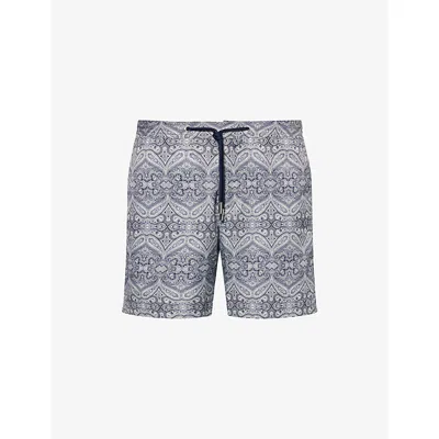 Orlebar Brown Mens Night Iris Bulldog Drawcord Printed Swim Shorts In Blue