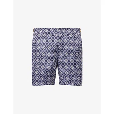 Orlebar Brown Mens Bulldog Paisley Woven Swim Shorts Night Iris