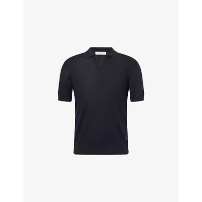 Orlebar Brown Mens Night Iris Horton Semi-sheer Cotton-silk Blend Knitted Polo Shirt Xxl In Purple