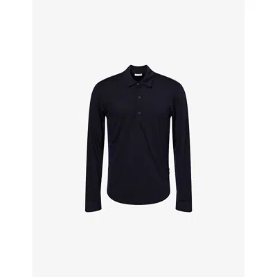 ORLEBAR BROWN MENS NIGHT IRIS SEBASTIAN LS LUX LONG-SLEEVES WOOL POLO SHIRT