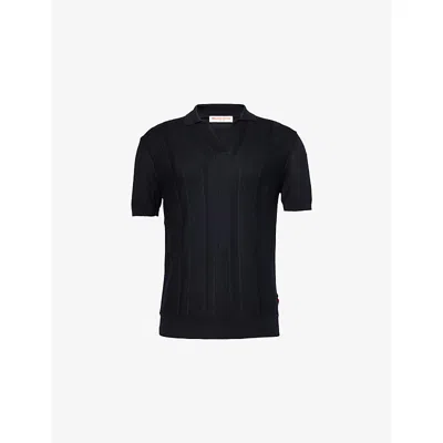 Orlebar Brown Mens  Horton Semi-sheer Silk-cotton Polo Shirt In Purple