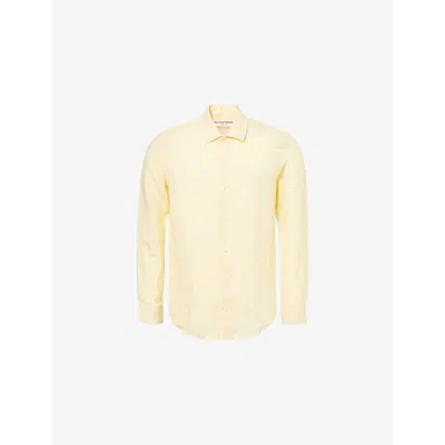 Orlebar Brown Mens  Giles Long-sleeve Linen Shirt In Toucan/white