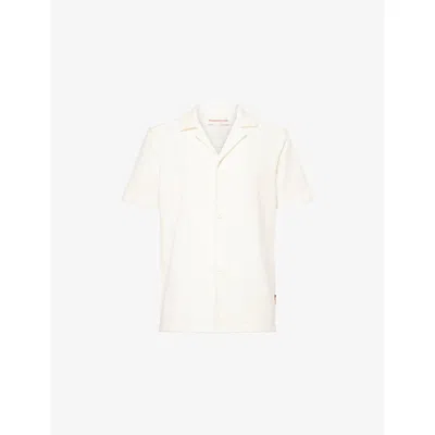 Orlebar Brown Mens  Howell Drop Needle Short-sleeves Cotton-knit Polo Shirt In White