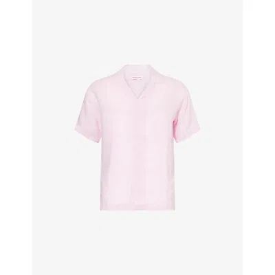 Orlebar Brown Mens Maitan Ii Short-sleeve Linen Shirt Rodeo Pink Xxl