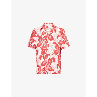 Orlebar Brown Mens  Maitan Short-sleeves Linen Shirt In Red