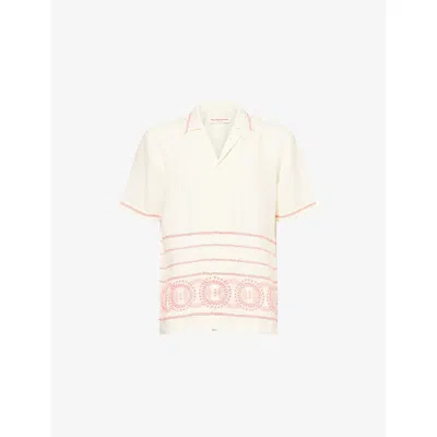 Orlebar Brown Mens  Maitan Short-sleeves Linen Shirt In White