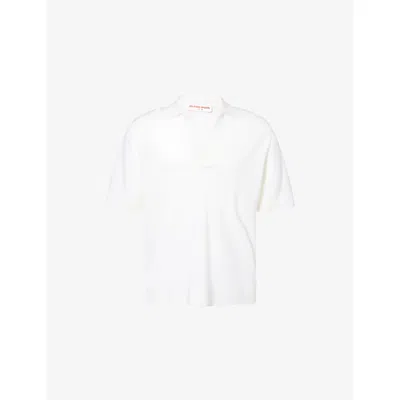 Orlebar Brown Mens Raffertie Short-sleeve Wool Polo Shirt White Sand