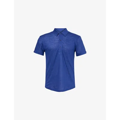 Orlebar Brown Mens Sebastian Short-sleeve Linen-jersey Polo Shirt River Blue