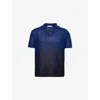 Orlebar Brown Cotton Crochet Polo Shirt In River Blue/night Iris