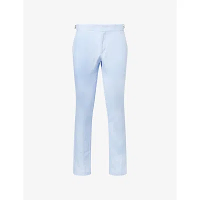 Orlebar Brown Mens Springwater Blue Griffon Straight-leg Linen Trousers