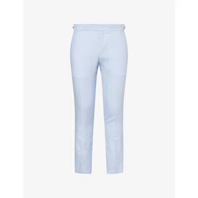 Orlebar Brown Mens Springwater Blue Griffon Tapered-leg Linen Trousers