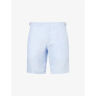 Orlebar Brown Mens Springwater Blue Norwich Regular-fit Linen Shorts