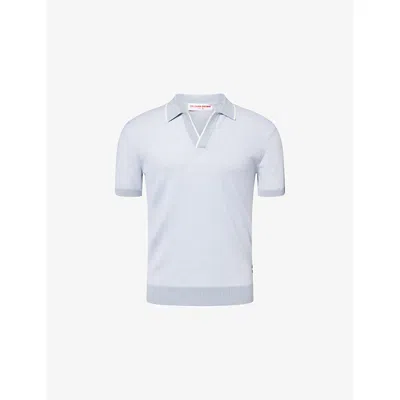 Orlebar Brown Horton Tailored Cotton Merino Polo With Contrast Tipping In Blue