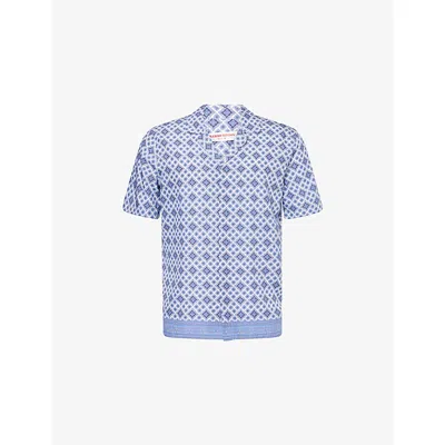 Orlebar Brown Mens White Sand Maitan Paisley Woven Shirt