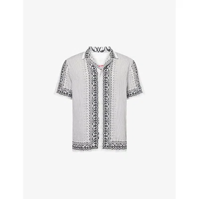 Orlebar Brown Mens Maitan Short-sleeve Linen Shirt White Sand In Gray
