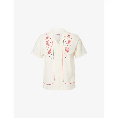 Orlebar Brown Maitan Camp-collar Embroidered Cotton Shirt In White