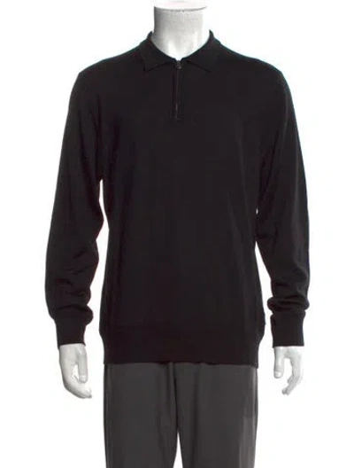 Pre-owned Orlebar Brown Merino Wool Collar Polo Sweater In Black