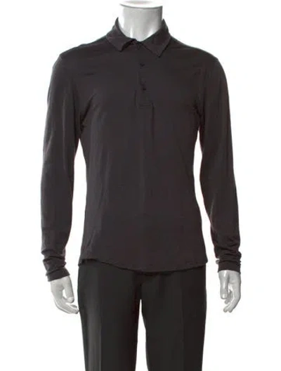 Pre-owned Orlebar Brown Merino Wool Collar Polo Sweater In Black
