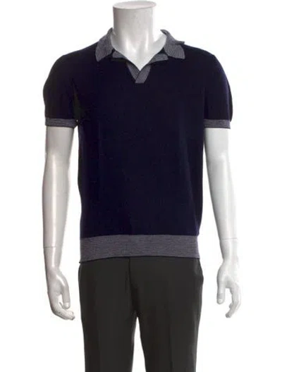 Pre-owned Orlebar Brown Merino Wool V-neck Polo Shirt In Black