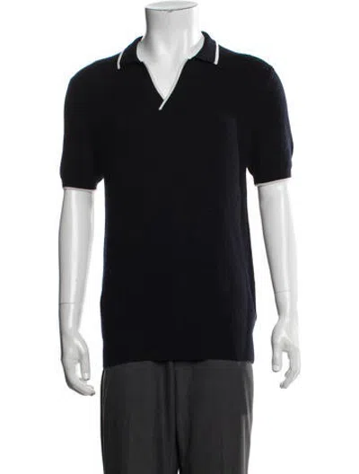 Pre-owned Orlebar Brown Merino Wool V-neck Polo Sweater In Blue