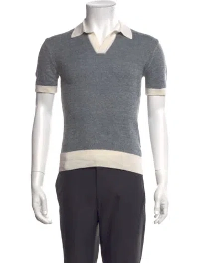 Pre-owned Orlebar Brown Merino Wool V-neck Polo Sweater In Grey