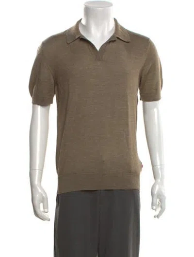 Pre-owned Orlebar Brown Merino Wool V-neck Polo Sweater In Neutrals