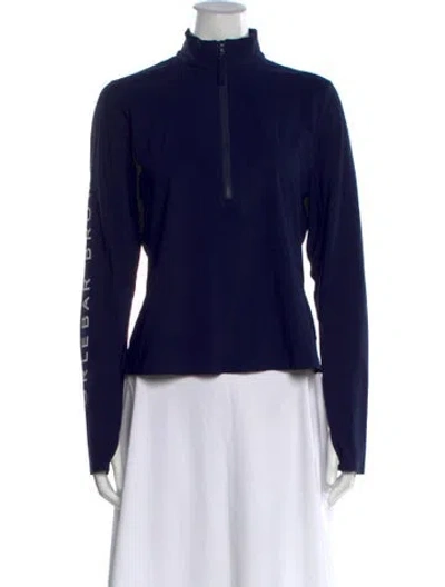 Pre-owned Orlebar Brown Mock Neck Long Sleeve Top In Blue